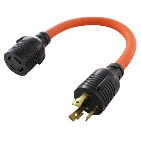 AC WORKS 1.5FT L5-30P 3-Prong 30A Plug to L14-30R 30A 125/250V 4-Prong Connector L530L1430-018